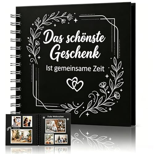Fotoalbum Klein,Scrapbook DIY-Geburtstagsgeschenk,Muttertag,Valentinstag Weihnachten Hochzeitstag und Hochzeit Geschenk Schwarz Fotoalbum zum Selbstgestalten(Einkleben 20.5x20.5cm 20Blatt40Seiten)