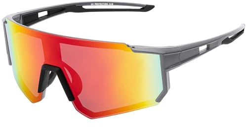 BEZLIT Unisex Sonnenbrille Shield UV400 Kategorie 3 Sportbrille Oversize Visier Brille Damen Herren verspiegelt Schwarz Transparent (Blau/Lila-Grau-Schwarz)