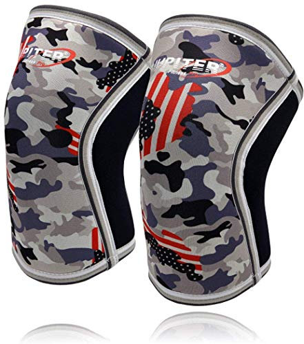 Jupiter Maniche Ginocchiere (1 Paia), 7mm Compressione Ginocchiere Braces per Squats, sollevamento pesi, Powerlifting, Cross Training per gli uomini e le donne (S)