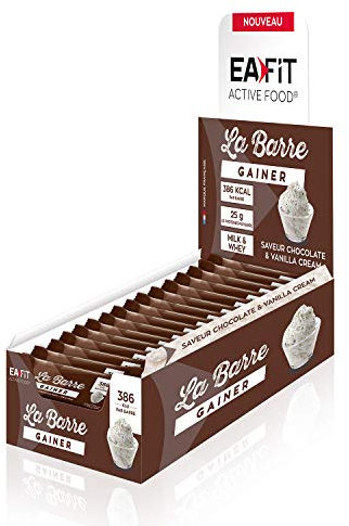 La Barre Gainer EAFIT|Apport de calories|Prise de masse Musculation et autres sport|386calories par barre+25g de protéines|Sans huile de palme,riche en vitamine|Chocolat&Vanilla Cream|16 barres de 90g
