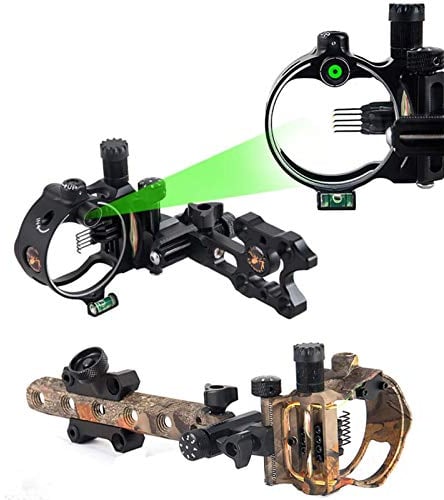 MILAEM Bogen Visier Micro Einstellbare 5 Pin 7 Pin Compound Bogen Visier 0,019 Optical Fiber Bow Sight Für Jagdschießen (DB9270-Black-7pin)