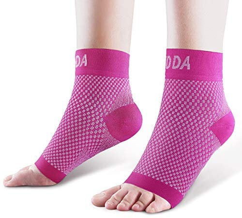 AVIDDA Plantar Fasciitis Socks with Heels Arch Supports, Compression Sleeves Ideal for Arthritis Pain Relief and Suitable for Sports, Ankle Supports for Men and Women Pink-1-M