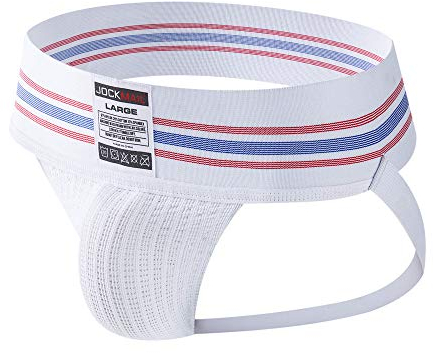 Sexy Slips Jockstrap Männer Herren Sport Unterwäsche Suspensorium Sexy Sportlich Suspensorium Sport Jockstrap Strings Breiter Gürtel Strings 7 Farben (Weiß, L)