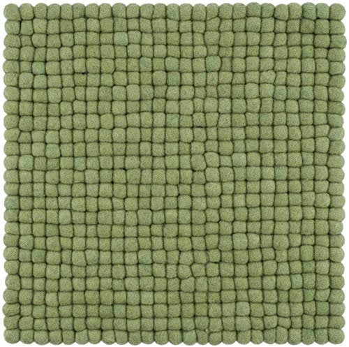 myfelt Filzkugel-Sitzauflage Stuhlauflage - Kaspar - quadratisch, 36x36 cm, Dunkelgrün