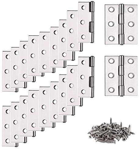 Charniere, Charnière Inox, 20 pcs Petite Charniere, Charnière, Charnière plate, Charnière pour La Maison Meubles Matériel Armoire Garde Porte Tiroir (avec 120Pcs M4 * 16mm Vis)