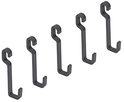 Emuca - Set da 5 ganci da cucina, appendini per utensili da cucina, acciaio, grigio antracite.