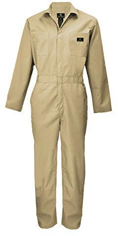 Natural Uniforms Mens Long Sleeve Coveralls Zippered - Beige - Medium