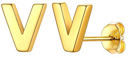 ChicSilver fashion Buchstabe Ohrringe Vergoldet Alphabet V Ohrstecker mit Geschenkebox für Sie und Ihre Geliebt