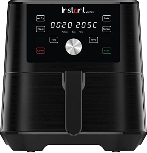 Instant Pot Brands Vortex 4-in-1-Heißluftfritteuse 1700W 5,7L Minibackofen - Gesundes Heißluft-Frittieren, Backen, Braten und Speisenwärmer, Schwarz
