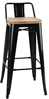 Bolero Bistro Hochbarstuhl mit Holzsitz schwarz (4 Stück)