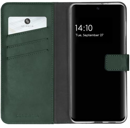 SELENCIA Klapphülle aus Echtleder - Geeignet für Samsung Galaxy A32 (4G) - Grün