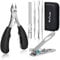 Softale Pince à Ongles d'orteil Incarné,Pour Épais Orteils Fungus, Précision Coupe Ongle - Ciseaux à Ongles Robustes en à Prise Souple Avec Lime à Ongles, Noir, Argent