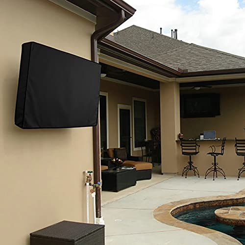 Outdoor TV Cover Outdoor TV Screen Dust Cover Black LCD Television Set Water Dust Resistant Protect Bag Fits Most Flat TV Mounts Stand TV Bottom Cover ( Color : Black , Specification : 36-38 inch )