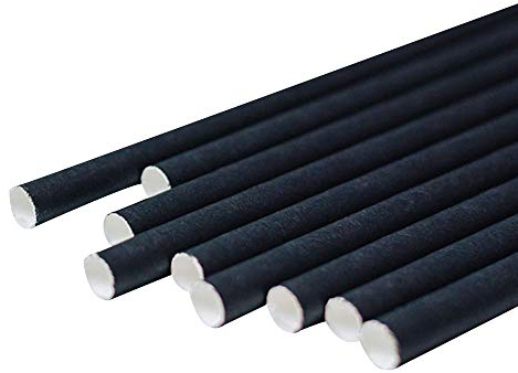 GREENBOX Lot de 150 pailles Jumbo en papier, 23 cm, 8 mm de diamètre, biodégradables, noires, respectueuses de l'environnement, pour smoothies