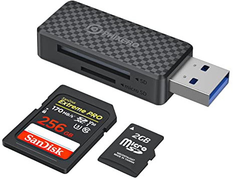 PHIXERO SD-Kartenleser für Kamera-Speicherkarte, 2-in-1-Micro-SD/SD-Kartenleser USB C mit 5 Gbit/s Super-Speed-Speicherkartenleser, kompatibel mit Computer mit USB-A-Anschluss und mehr USB-A-Geräten