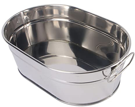 Angoily Galvanized Metal Tub, Beverage Tub for Parties, Galvanized Drink Tub Ice Bucket Oval Storage Bucket Ice Tub, 8.84x6.01x3.14