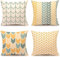 TIDWIACE Orange Gelb Kissenbezug 40 x 40 cm 4er Set Outdoor Kissen,Dekokissen Leinen Kissenbezüge Geometrische Muster Kissenhüllen für den Außenbereich Terrasse Garten Bank Wohnzimmer Sofa Dekor…