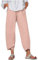 SMIDOW Caprihose für Damen, Baumwolle, Leinen, weites Bein, Caprihose, lässiger Sommer, kurze Hose, Strand, elastische Taille, bauchige Crop-Hose, #04 Rosa, Groß