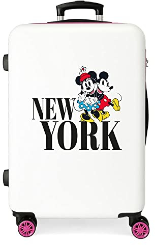 Disney Mickey & Minnie Reise nach New York mittelgroßer Koffer Weiß 46x65x23 cm Starres ABS Seitlicher Kombinationsverschluss 56L 3 kg 4 Doppelrollen
