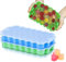 Pack of 2 Ice Cube Trays for Freezer with Lid, Silicone Ice Cube Tray with 37 Grids and Lid for Small Ice Cube Trays, Easy Removable Ice Tray in Organiser Containers, Cocktail Bar