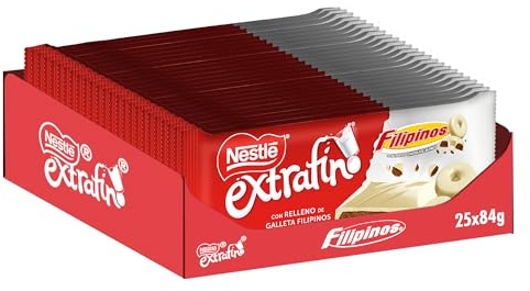 NESTLÉ EXTRAFINO tableta de chocolate blanco con Filipinos pack 25 tabletas de 84g