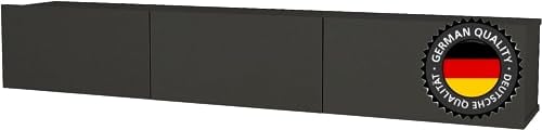 moebel17 Damla TV Lowboard hängend, Eiche Saphir, Holz, grifflose Türen viel Stauraum,Board für Wohnzimmer,Hängeboard Designerstück,180 x 29,5 x 29,5 cm, 9925 (Anthrazit)