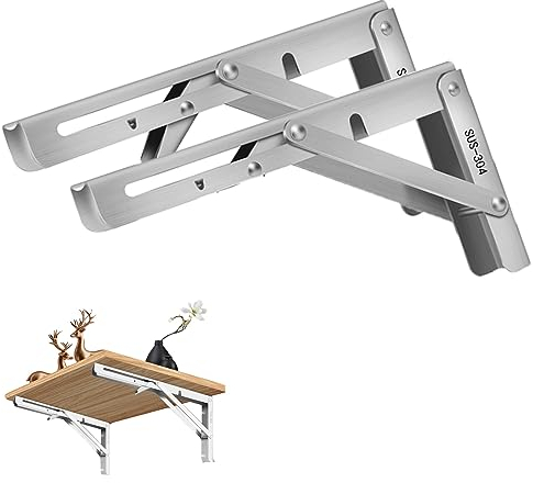 LAIDEPA Klappkonsole Schwerlast, 2 Stück Edelstahl Scharniere Klappbar, Klapptisch Wand, Klappwinkel 90 Grad, Regalwinkel Klappbar Für Platzsparende Haus Küche Büro Klapptisch Wandmontage,14 inch