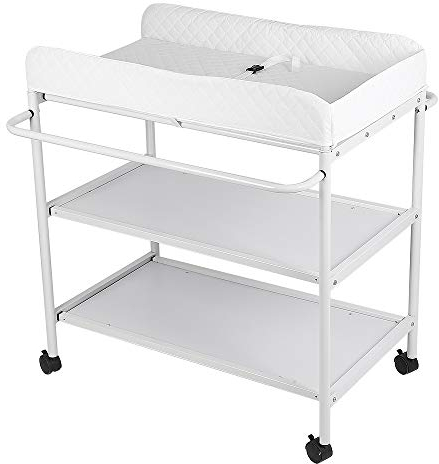 Belfoyer Baby Wickelkommode mit 2 Einlegeböden, mit Sicherheitsgurt (weiß)