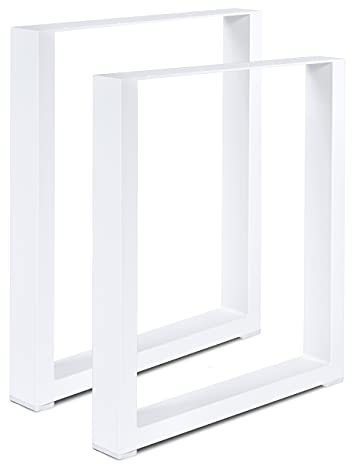 Magnetic Mobel Lot de 2 Pieds de Table en métal pour Bureau, Table à Manger, Meubles - 70 x 72 cm - Blanc - Profil 8 x 4 cm