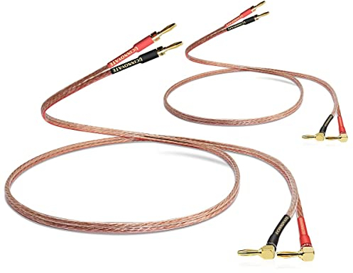 WOWLED 2 cables de altavoz HiFi de 3 m 13 AWG con conectores banana, cable de altavoz audiófilos con conectores dorados de ángulo recto de 4 mm para altavoces, cine en casa, sistema de audio