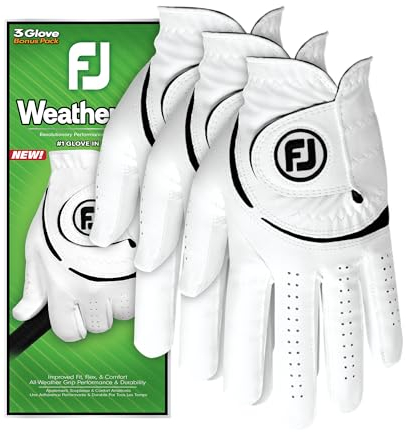 FootJoy WeatherSof Herren Golfhandschuh, Weiß, 3er-Pack
