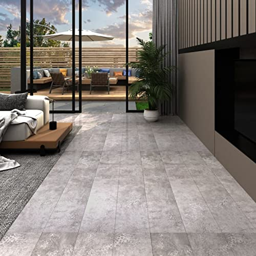 CIADAZ PVC Laminat Dielen Selbstklebend, Fliesenfolie, Laminatboden, Küchenrückwand Folie, Bodenbelag Selbstklebend, Wandverkleidung, Deckenpaneele, 5,21 m² 2 mm Erdgrau