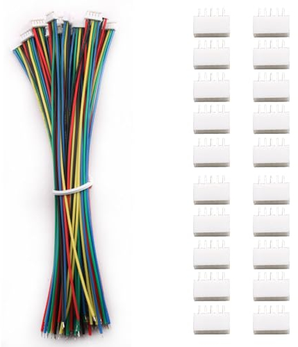 VISSQH 20 Paires(40Pcs) JST Connecteur avec Câble Électrique 150mm 28AWG,JST1,5 ZH 5 Pin Connecteur Mâle et Femelle,Micro JST Connecteur Câble Prise et Femelle