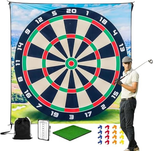 Golf Set with Dart Pattern Mat, 16 Practice Balls for Home, Office, and Hallway - Fun Activity for Adults and Kids
