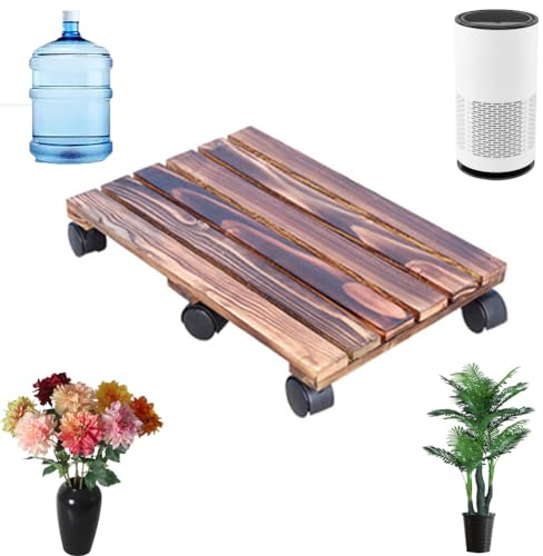 Soporte rectangular de madera para maceta con ruedas de 360° fácil de mover, para exterior e interior, ahorro de tiempo, 30x40cm/30x60cm (1 pieza - 30x40cm)