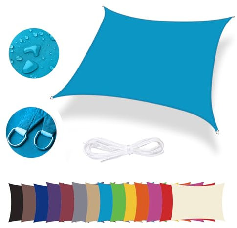 Lingle888 Sonnensegel Sonnenschutz Sonnendach Wasserdicht 98% UV-Schutz Balkon Viereck Rechteck Quadrat Winddicht 8Tage Transport 420D 10Farbe 25Größe (3x4.4,Blau)