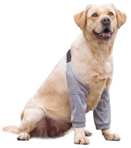 DKDDSSS Chien Manchon de Récupération pour Patte Avant, Chien Coude Protecteur Joint Protecteur de Jambe pour Chien Protection des Genou pour Chiens Moyens de Grande Taille (2XL, Gris)