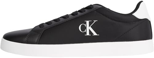 Calvin Klein Men’s Cupsole Trainers with Logo, Black (Ck Black/Bright White), 8