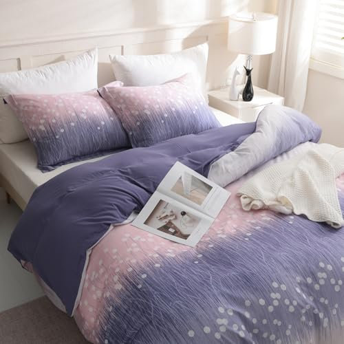 LONAVA Blossom Twilight Bettwäsche-Set für King-Size-Betten, 3-teilig, Farbverlauf und florales abstraktes Design, 100 % gebürstete Mikrofaser, 1 Bettbezug und 2 Kissenbezüge, Öko-Tex-zertifiziert