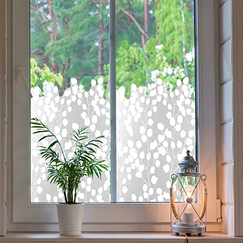 Neukids Film de fenêtre autocollant en verre dépoli, brise-vue, opaque, motif fleurs blanches, pour cuisine, salle de bain, chambre d'enfant, décoration de fenêtre