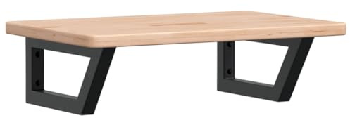 vidaXL Waschtischplatte mit Halterung, Holzplatte Waschtischkonsole Wandmontage, Waschbeckenplatte Wandkonsole Wandregal, Stahl Massivholz Eiche