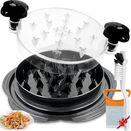 YEPVIE Chicken Shredder Tool Twist, Large Chicken Breast Shredder with Tongs, Brush & Onion Holder for Slicing, Non-BPA, Heat-Resistant Meat Shredder Tool Twist for Chicken & Vegetables (25cm x 7cm)