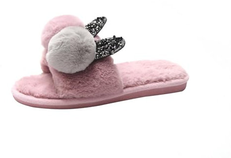 CCOOfhhc Damen-Hausschuhe Flauschig Pantoffeln Pluesch Hausschuh Offen Hausschlappen Warme Winter Pantoletten Home Slipper Flauschig Bequeme Puschel Schuhe Retro Filzpantoffeln