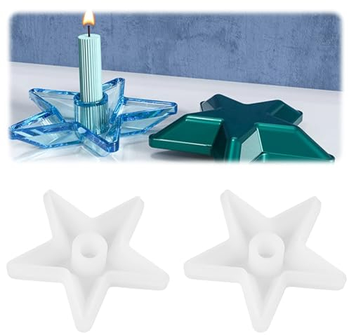 2 Stück Gießform Kerzenhalter Stern Form DIY Silikon Gießform Kerzenhalter Epoxidharzformen Silikonform Beton Kerzenhalter Casting Form Kerzenhalter Casting Gießform
