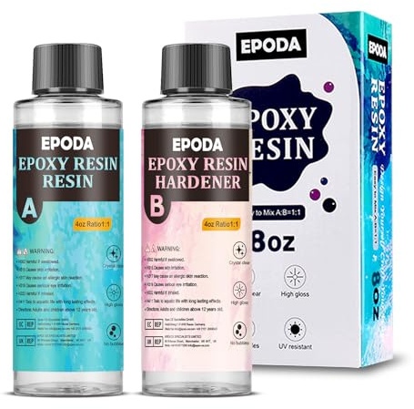 EPODA Epoxidharz 8oz/237ml, Epoxy Resin With Hardener, Resin GießHarz 1 Zu 1, Epoxidharz Set Anfänger