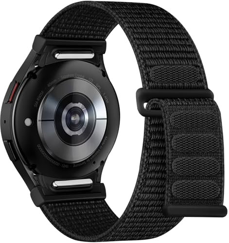 Mastten Ein Klick Nylon Armband Kompatibel mit Samsung Galaxy Watch 7 6 5 4 Armband 44mm 40mm / FE 40mm / 6 Classic 43mm 47mm / 5 Pro 45mm / 4 Calssic 42mm 46mm, Weich Sport Loop für Herren Damen
