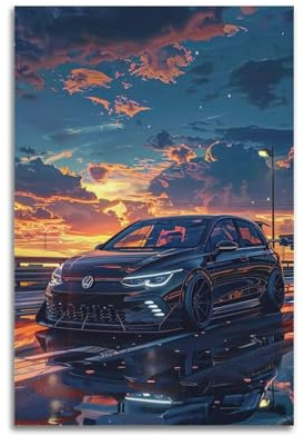 Sportwagen-Poster für Golf, GTI, Rennwagen, Supercar, dekoratives Gemälde, Leinwand, Kunstbild, 30 x 45 cm