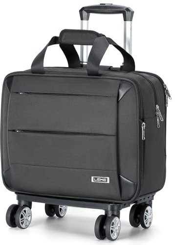 Lekespring Borsa per Laptop con 4 Ruote, Borsa Pilotina Trolley Porta PC, Notebook 15,6, Impermeabile Travel Valigia Trolley per Ufficio Lavoro Viaggi, Uomo Donna, Grigio