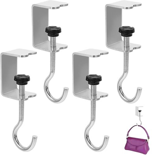 4 Stück Schreibtischtaschenhalter,Taschenhalter Für Tisch,Tischhaken Für Tasche,Handtaschen Halterung Tisch Für Schul,Verstellbare Handtaschenhaken, Für Schultische Bürotische Und Schlafzimmertische