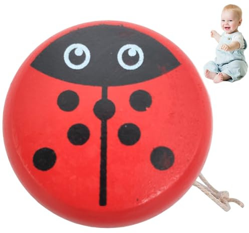 Ladybug Yoyo mit String tragbares niedliches Marienkäfer-Muster Holzkinder Yoyo Lernfass Kleinkind Yoyo für praktische Fähigkeiten und Flexibilität entwickelte nachdenkliches Geschenk für Kleinkinder